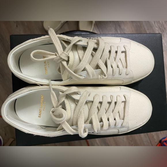 SAINT LAURENT.  COURT CLASSIC SL/06 EMBROIDERED SNEAKERS IN CANVAS AND LEATHER - Picture 4 of 4